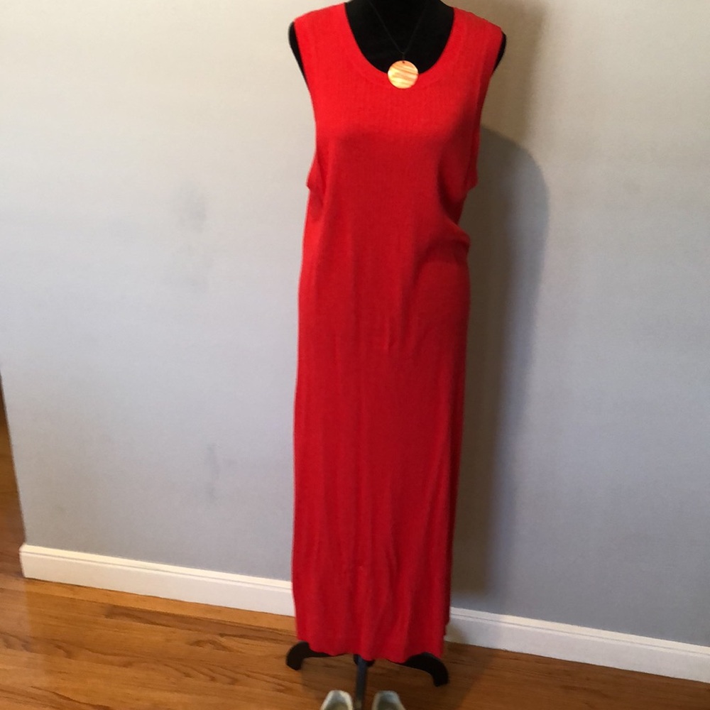Banana Republic sleeveless red midi dress, XL TALL length